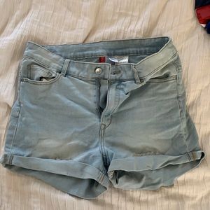 Divided High Waist Jean Shorts